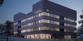 CALEDO.png Bild vom Forschungsneubau CALEDO am Abend